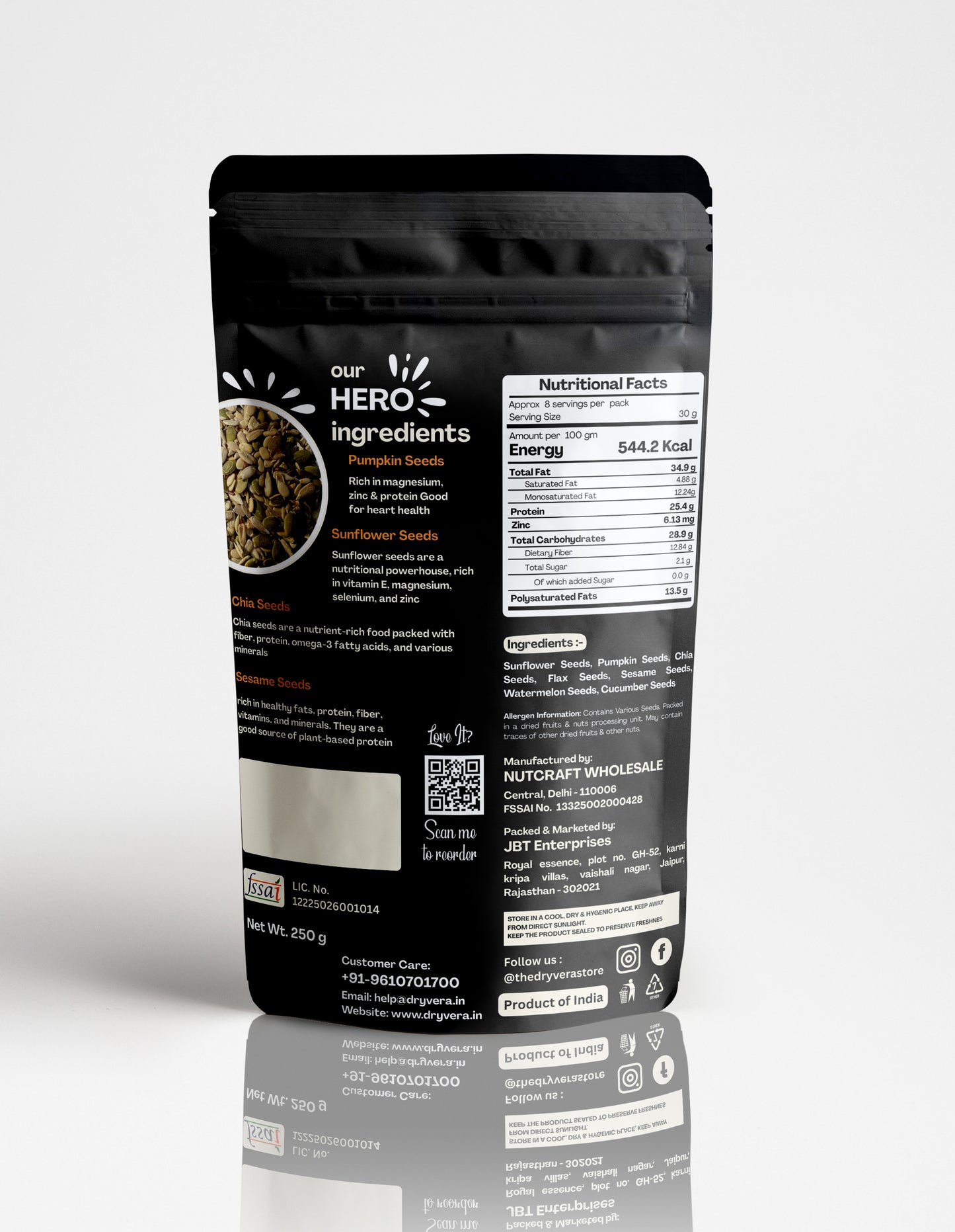 DRYVERA High Protein Combo|Protein Beans 150g|Seeds Mix 150g|Salted Museli 150g