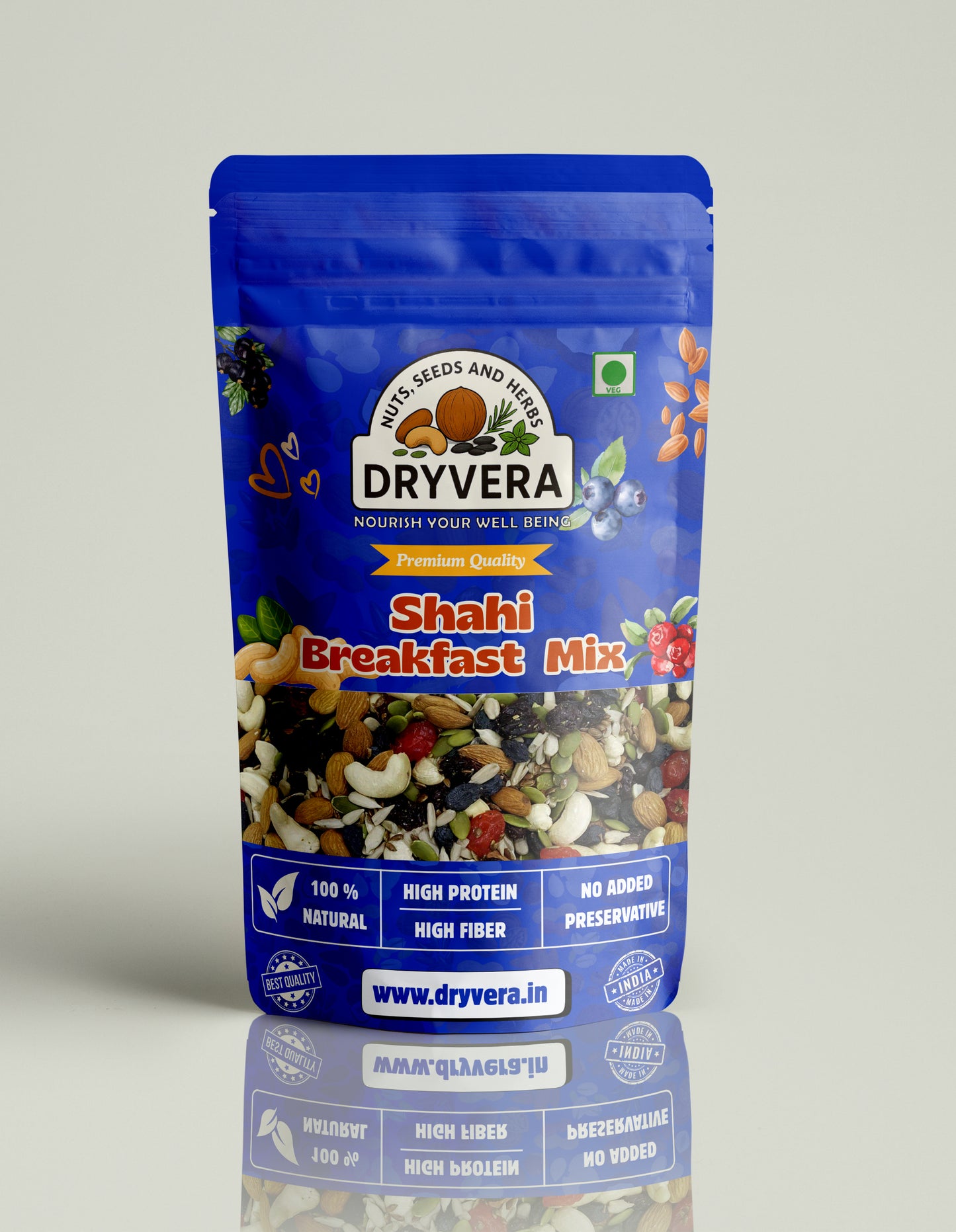 Dryvera Premium Snack Combo Pack| Shahi Breakfast Mix|Mexican Bites|Protein Booster|Salted Muesli(70g Each)