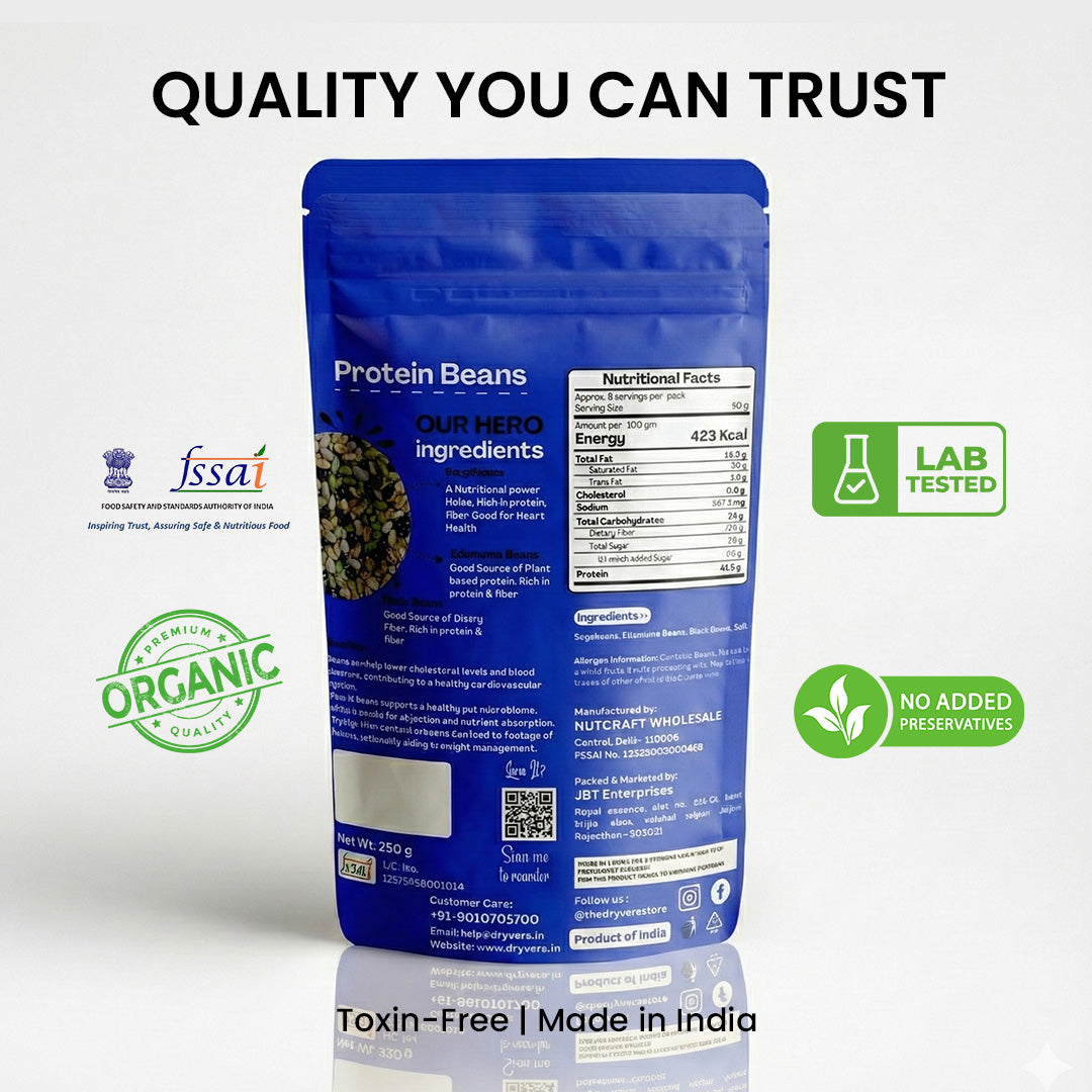 DRYVERA Protein Power Combo|Protein Beans 150g|Seeds Mix 150g|Protein Booster 150g