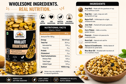 Dryvera Millet Mixture-a crunchy, flavorful blend of nutritious millets