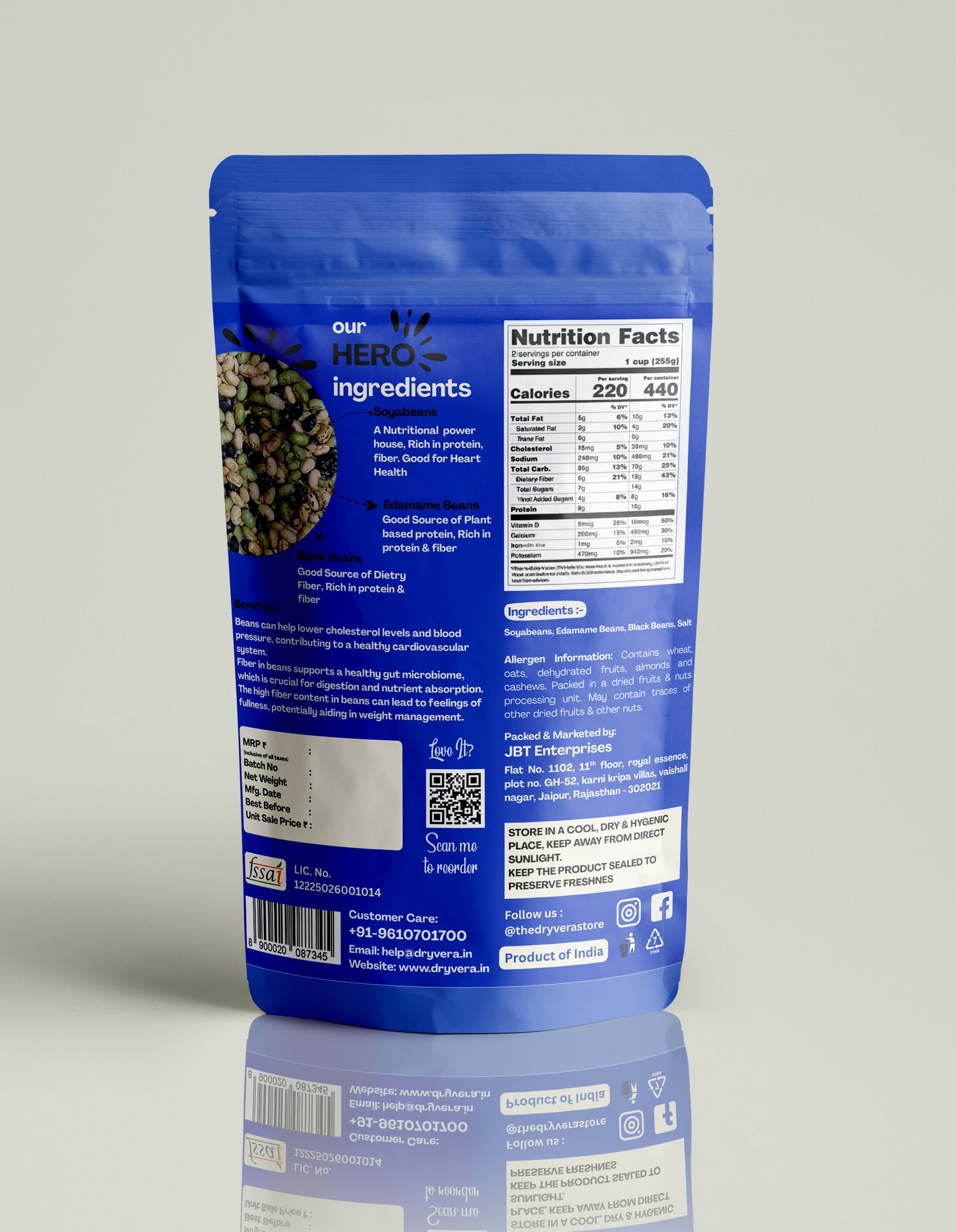 DRYVERA High Protein Combo|Protein Beans 150g|Seeds Mix 150g|Salted Museli 150g