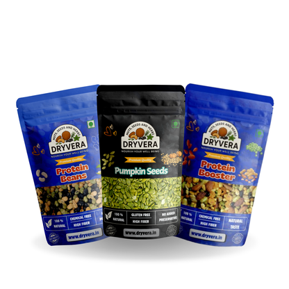 DRYVERA Protein & Seed Nutrition Combo|Protein Beans 150g|Pumpkin Seeds 150g|Protein Booster 150g